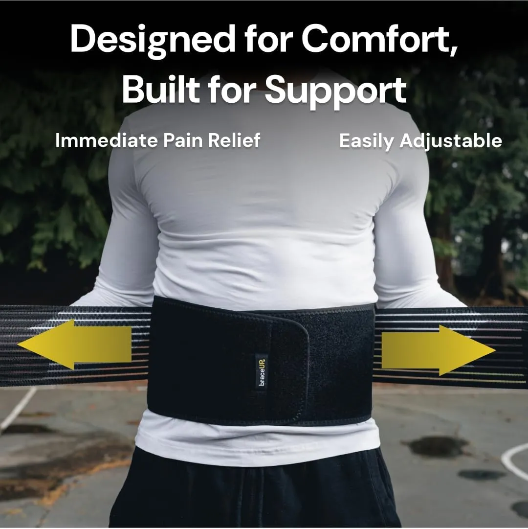 BraceUP Back Support Belt for Men and Women - Breathable Waist Lumbar Lower Back Brace for Sciatica, Herniated Disc, Back Pain Relief, with Dual Adjustable Straps (S/M 28-35 In)