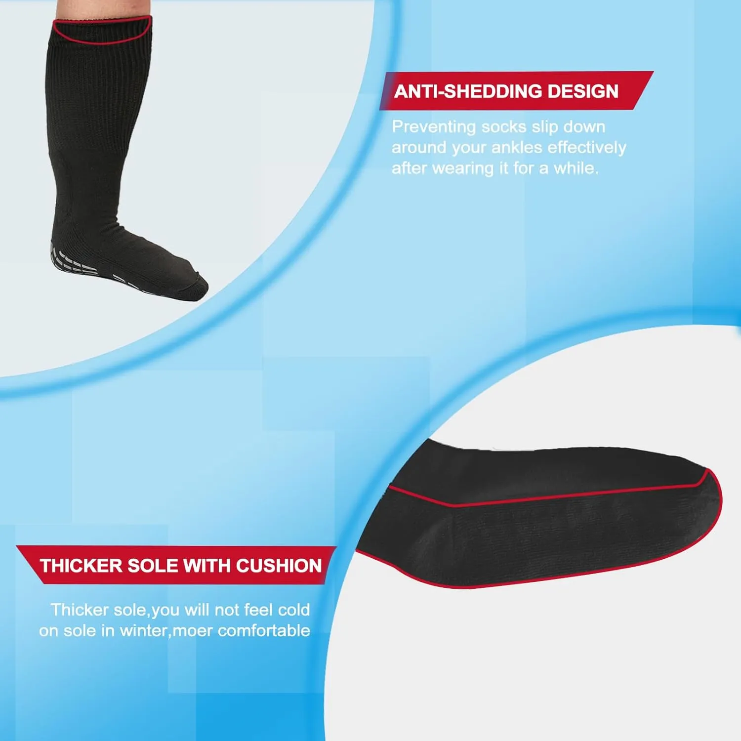 Bulinlulu Extra Width Diabetic Socks Men Women-4 Pairs Wide Edema Sock for Swollen Feet,Non Slip Cast Bariatric Socks 13-15