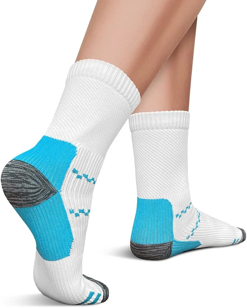 CHARMKING 6 Pairs Crew Compression Socks for Women & Men Circulation 15-20 mmHg is Best for All Day Wear Running Nurse