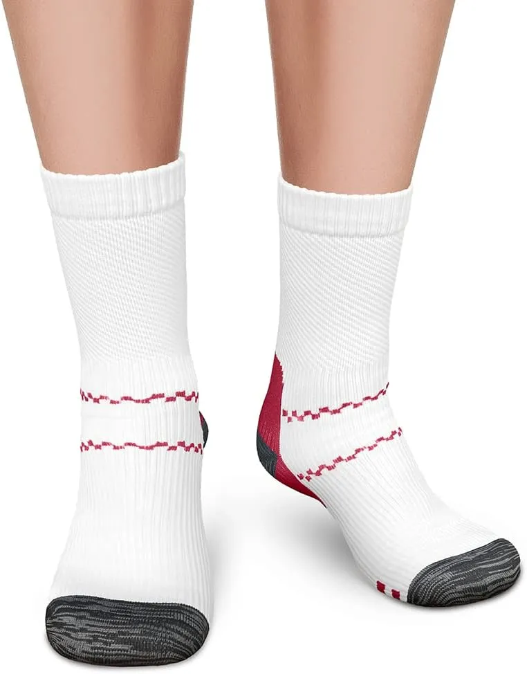 CHARMKING 6 Pairs Crew Compression Socks for Women & Men Circulation 15-20 mmHg is Best for All Day Wear Running Nurse