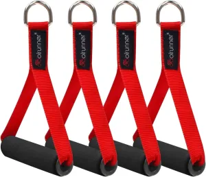 Coolrunner 2 Pair Resistance Band Handles Grips Fitness Strap Wide Design Heavy Duty Cable Handles with Solid ABS Cores, Heavy Gauge Welded D-Rings (4-Piece Set)