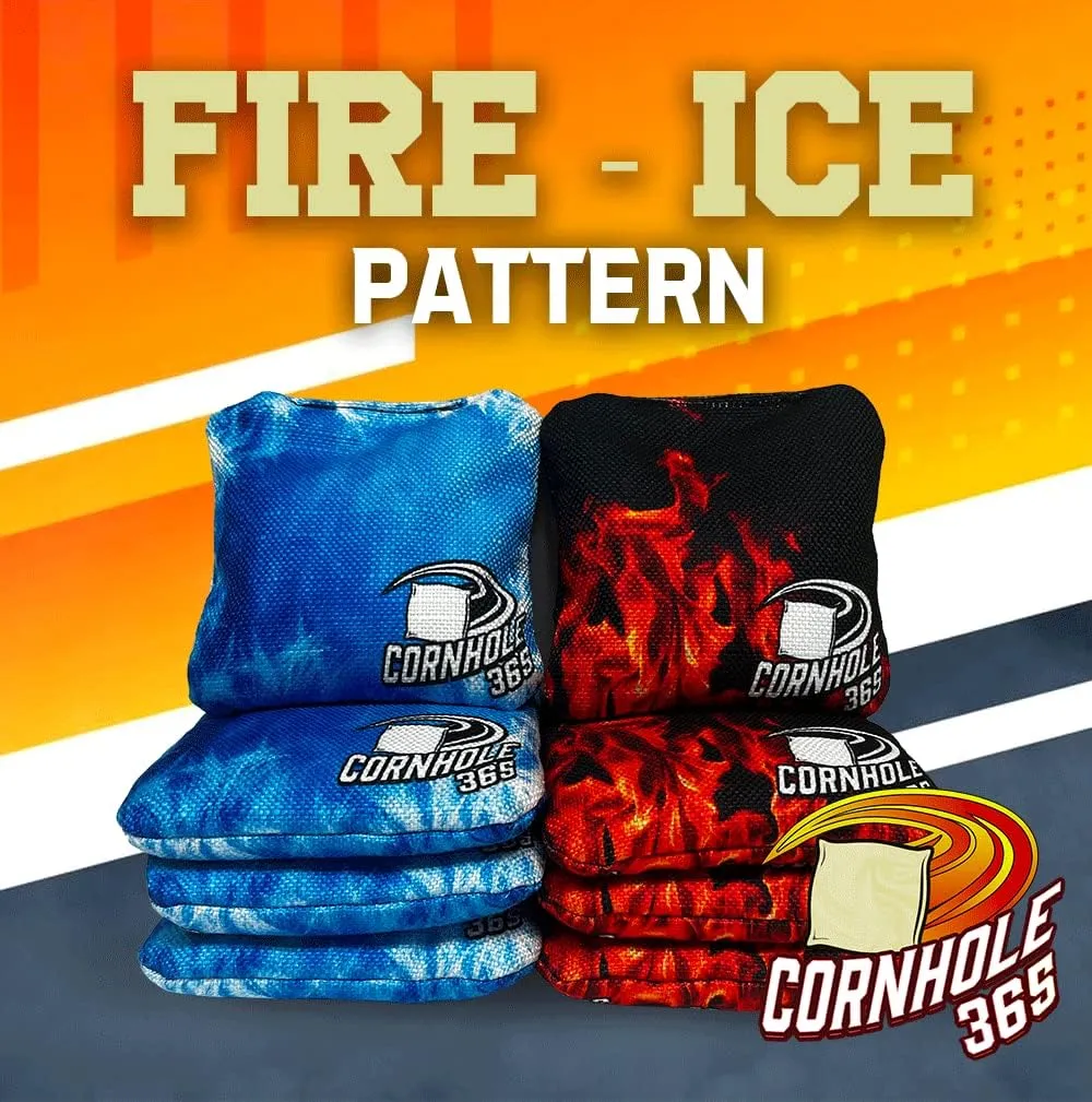 Cornhole365 Themed Cornhole Bag - All-Weather, Heavy-Duty & Durable Polyester Fabric, Resin Filling, Double-Stitched Duck Cloth - Professional Cornhole Bean Bags for Indoor & Outdoor Use - Set of 8