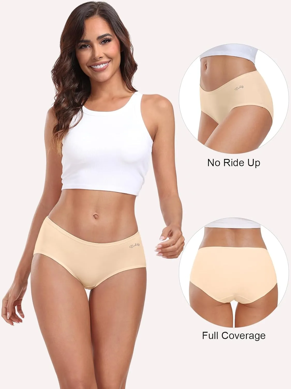 coskefy Womens Underwear Cotton Hipster Panties Low Rise Breathable Ladies Bikini Undies 6 Packs