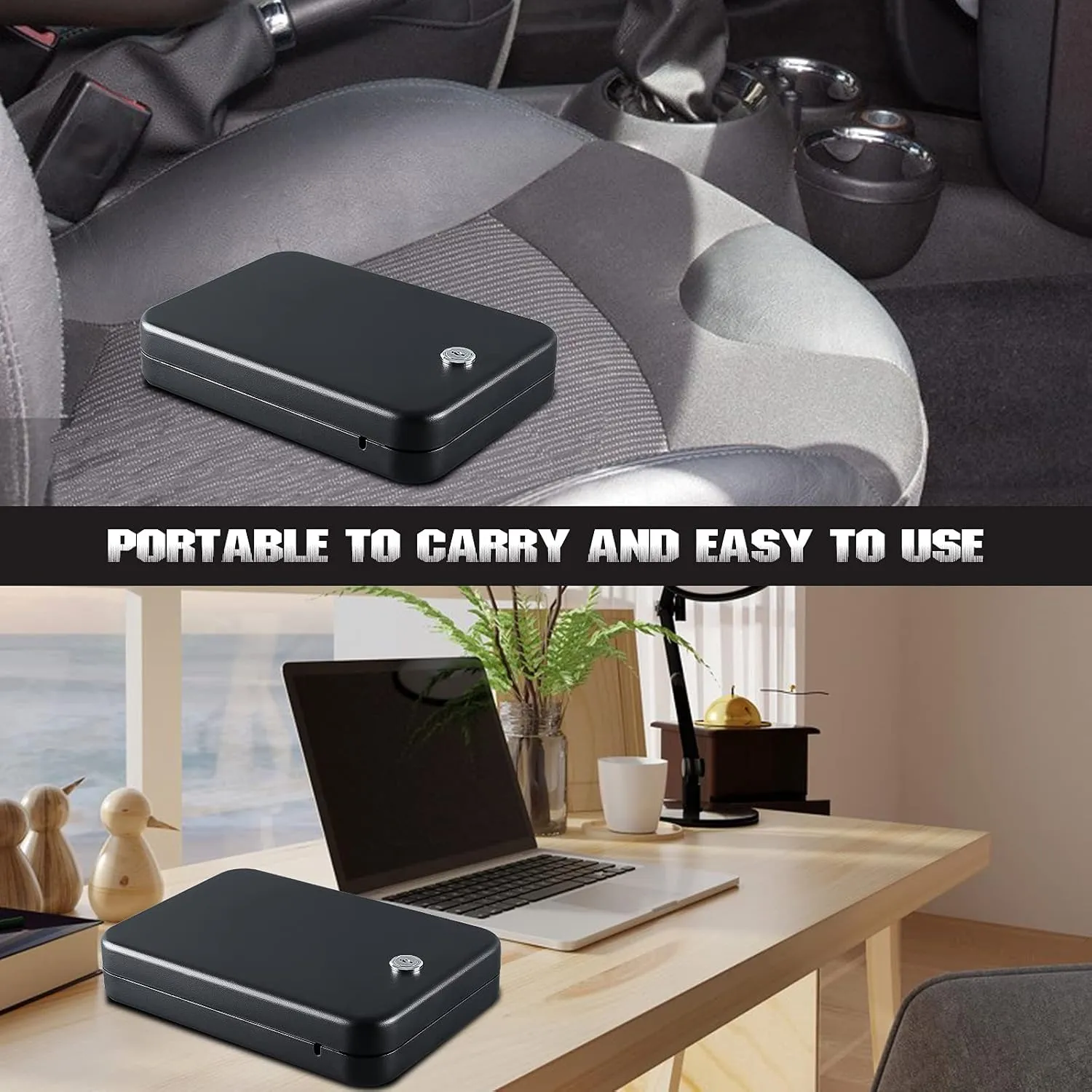 Dalmbox Gun Safe for Pistols Small Handgun Lock Box with Combination Lock Portable Travel Pistol Safe for Car, Home, Travel