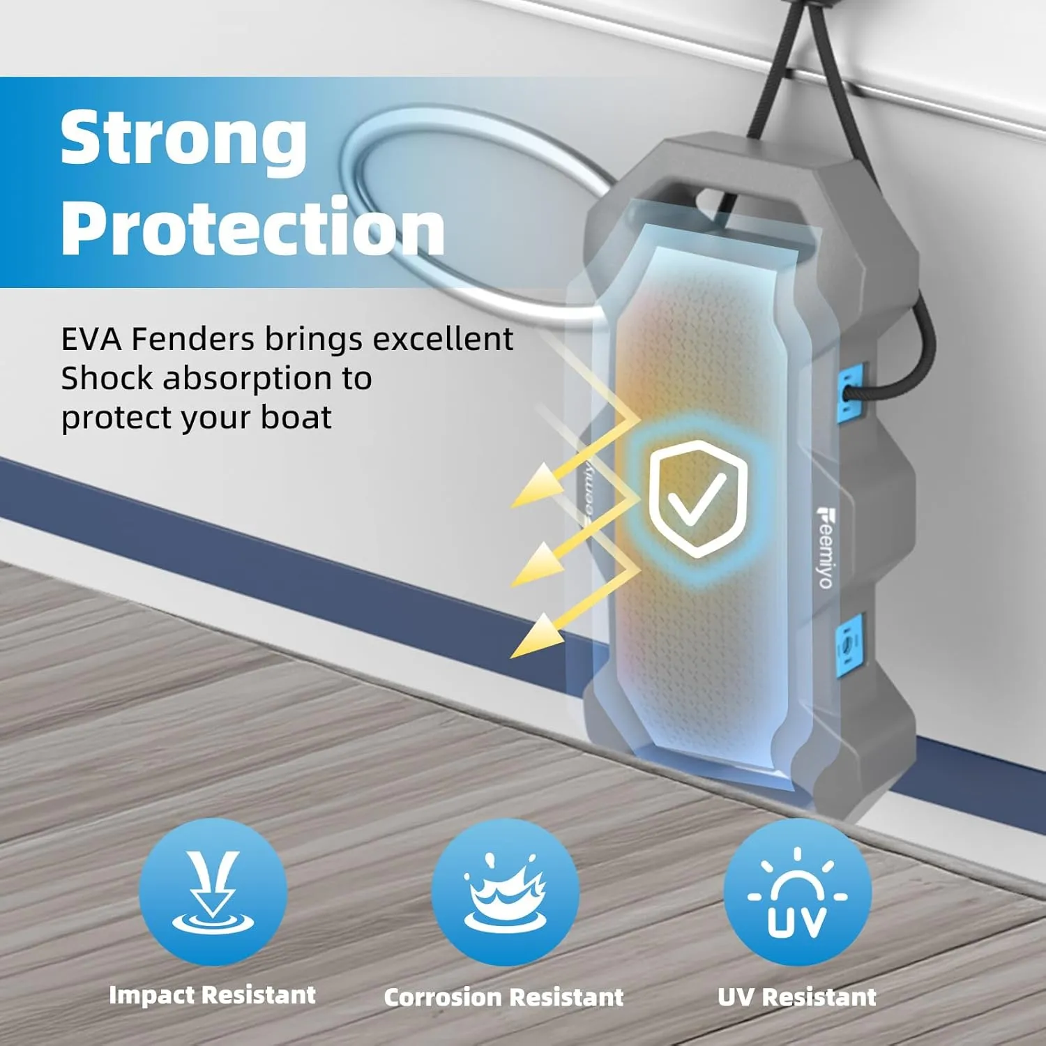 EVA Foam Boat Fenders for Docking,Boat Bumpers with Fixed Lock and Nylon Rope,Suitable for Sailing Dinghies,Bass Boats,Yachts