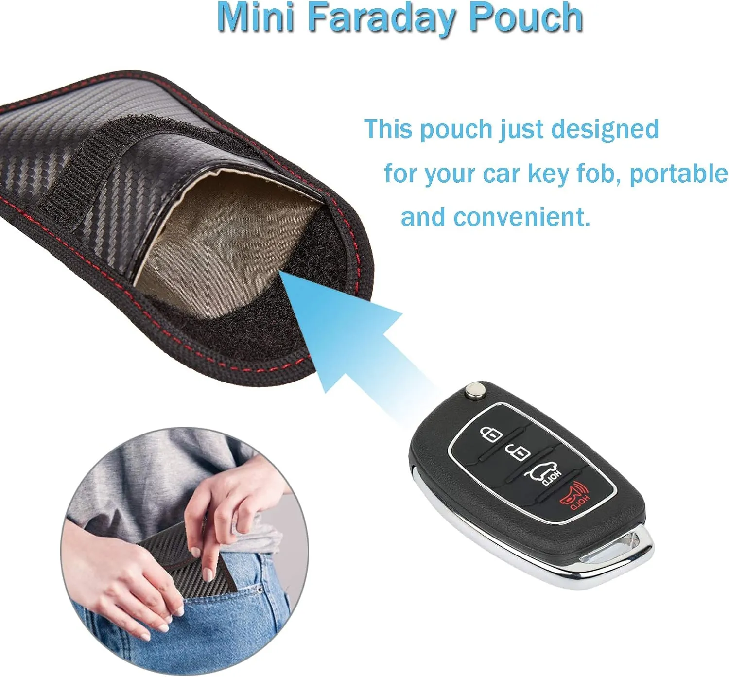Faraday Key Fob Protector - 2 Pack Mini Anti-theft Pouch Key Fob RFID Signal Blocking Faraday Bag for Key Fob