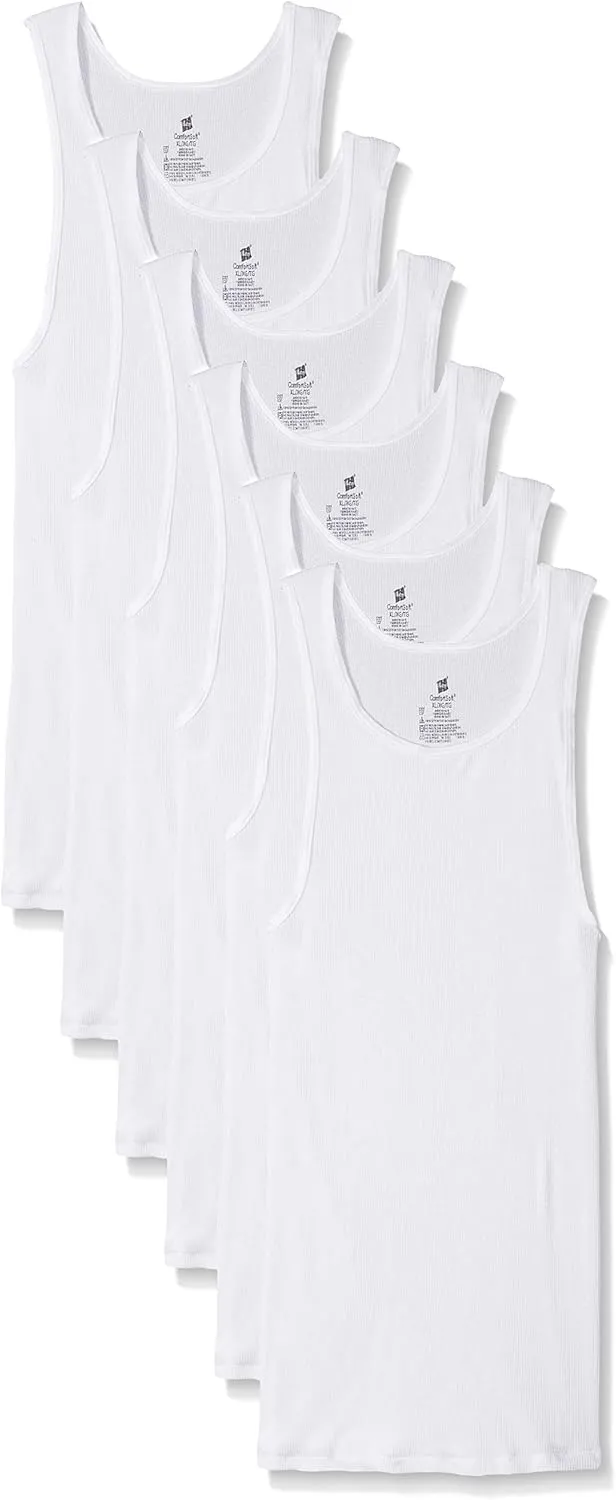 Hanes Men's, Moisture-Wicking Ribbed, Lightweight Cotton Tank Undershirts, Multi-Pack