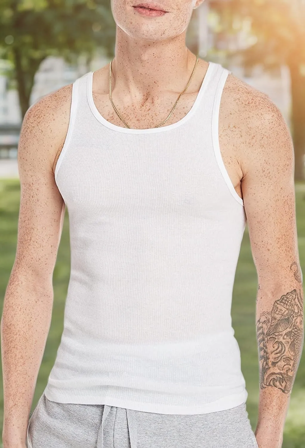Hanes Men's, Moisture-Wicking Ribbed, Lightweight Cotton Tank Undershirts, Multi-Pack
