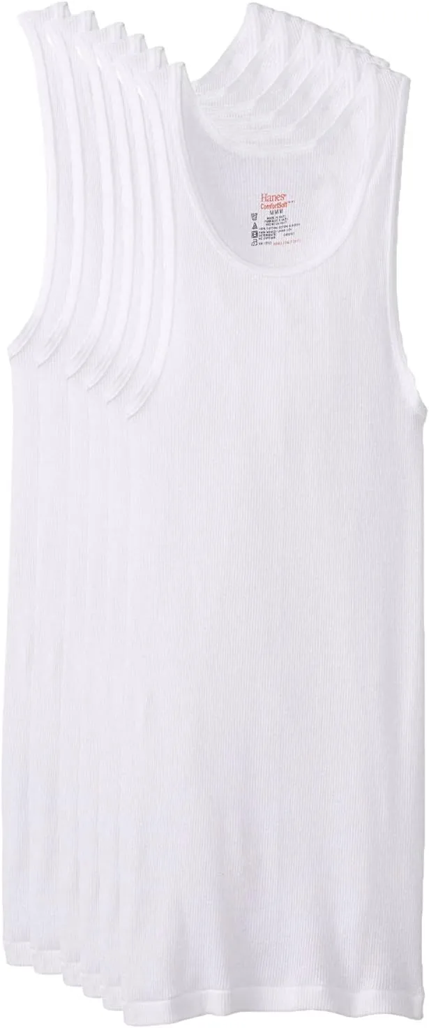 Hanes Men's, Moisture-Wicking Ribbed, Lightweight Cotton Tank Undershirts, Multi-Pack