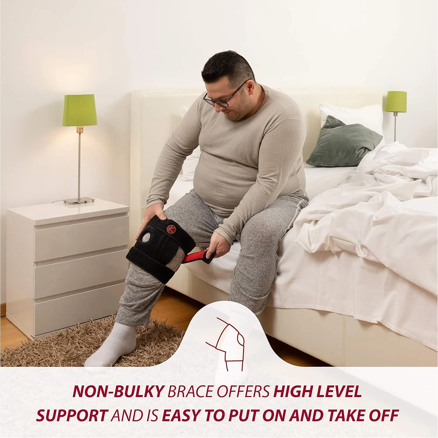 KARM Plus Size Knee Brace for Women & Men Plus Size - Adjustable Knee Support Brace for Meniscus Tear, Arthritis Pain, Compression with Side Stabilizers - Obese People (4XL/5XL/6XL Black)
