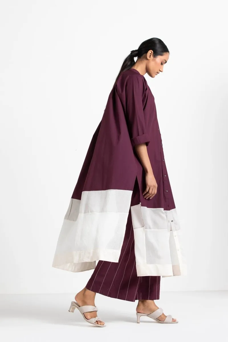 Linear Embroidered Broad Bottom Wine