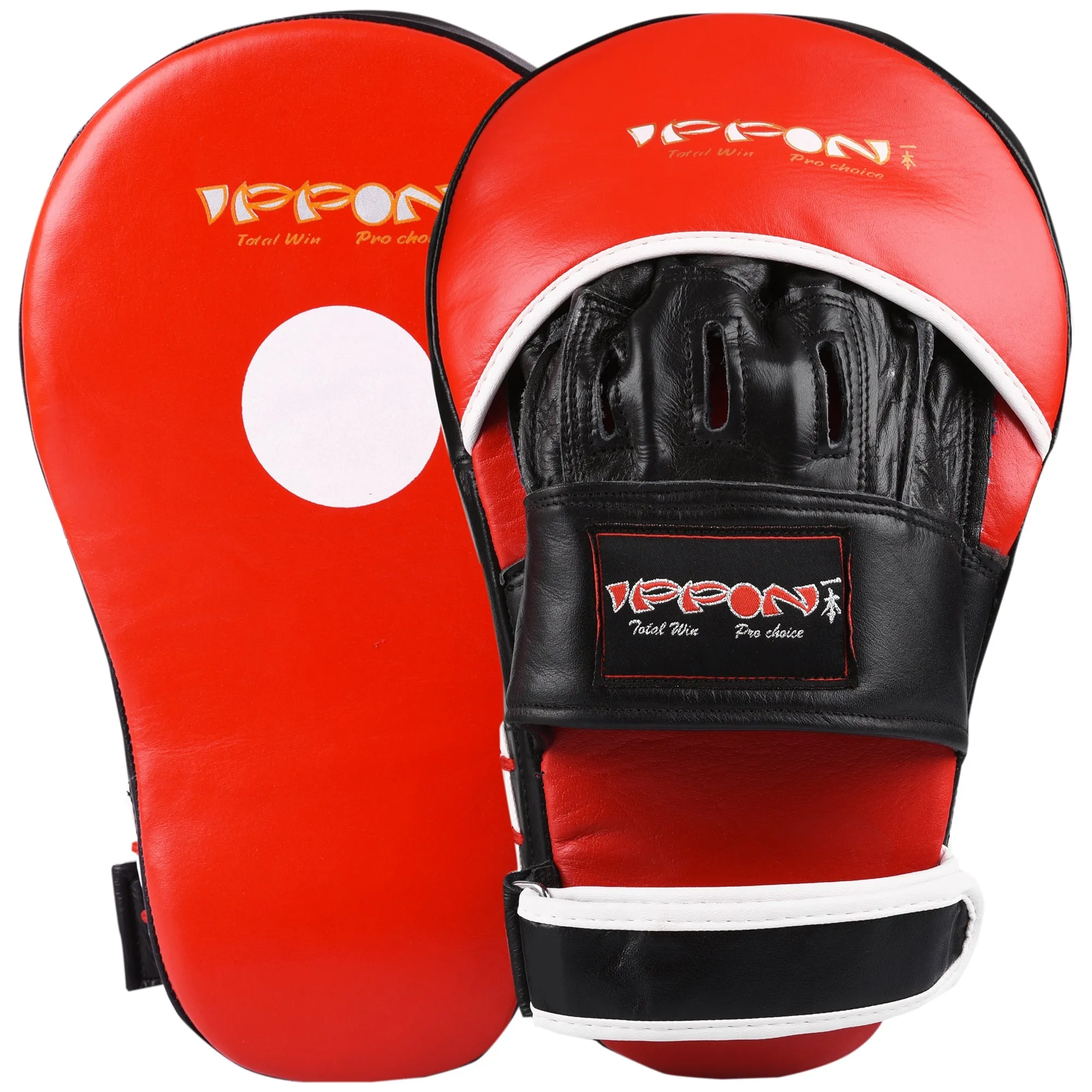 MAR-199 | Red Black Genuine Leather Large Curved Focus Mitts