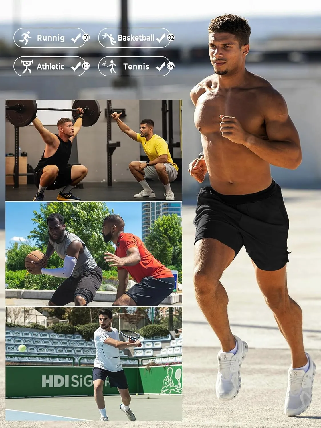 NORTHYARD Men's Athletic Running Shorts Quick Dry Workout Shorts Lightweight Sports Gym Basketball 7"/ 9"/ 5" Hiking Tennis