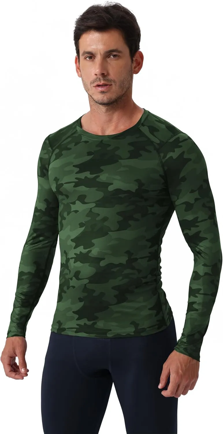 Queerier Men's Compression Shirts Workout T Shirt Long Sleeve Thermal Tops for Men Athletic Base Layer Gym Sports Underwear