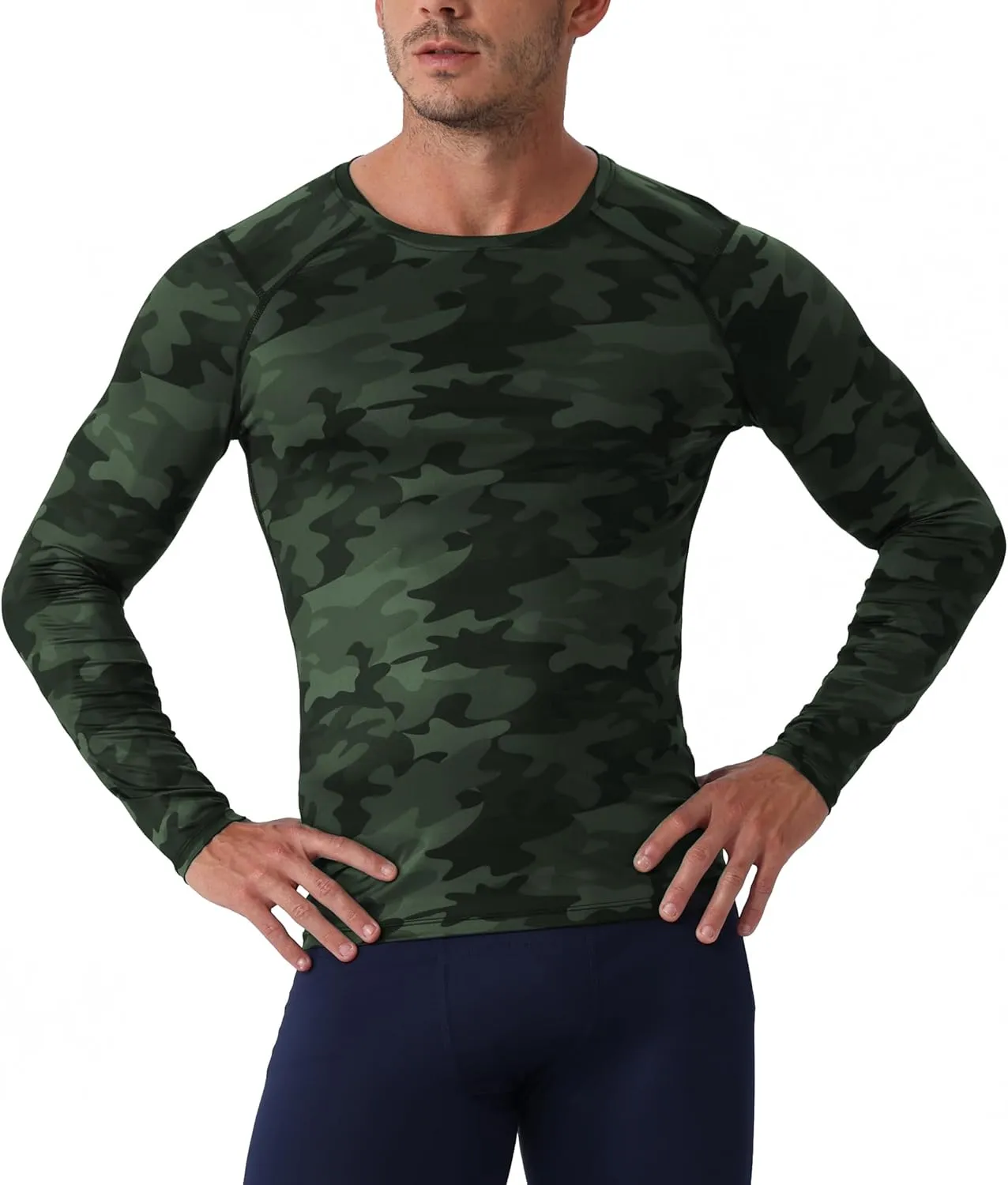 Queerier Men's Compression Shirts Workout T Shirt Long Sleeve Thermal Tops for Men Athletic Base Layer Gym Sports Underwear