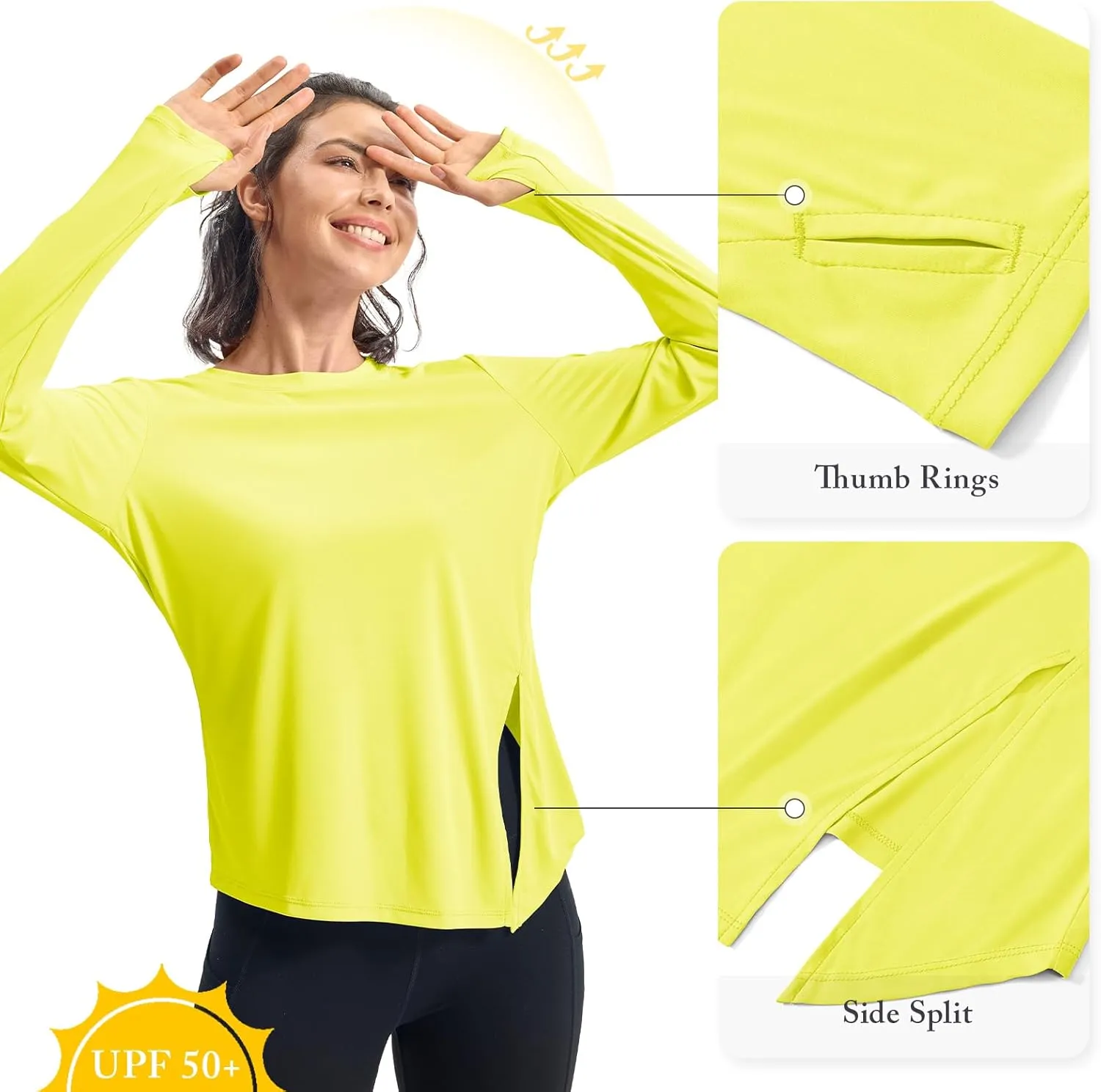 Rdruko Women's Sun Shirt Long Sleeve UPF 50  UV Rash Guard Workout Outdoor Gym Hiking Tops with Thumbholes