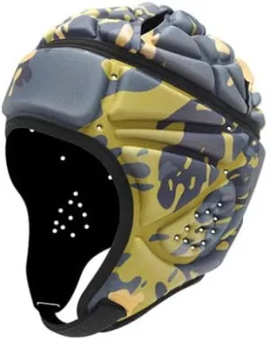 Rugby Helmet Soft Padded Football Headguard British Anti-Collision Scrum Cap with Adjustable Chin Strap Flag Football Soccer Hockey Head Protector Headgear for Adult Youth