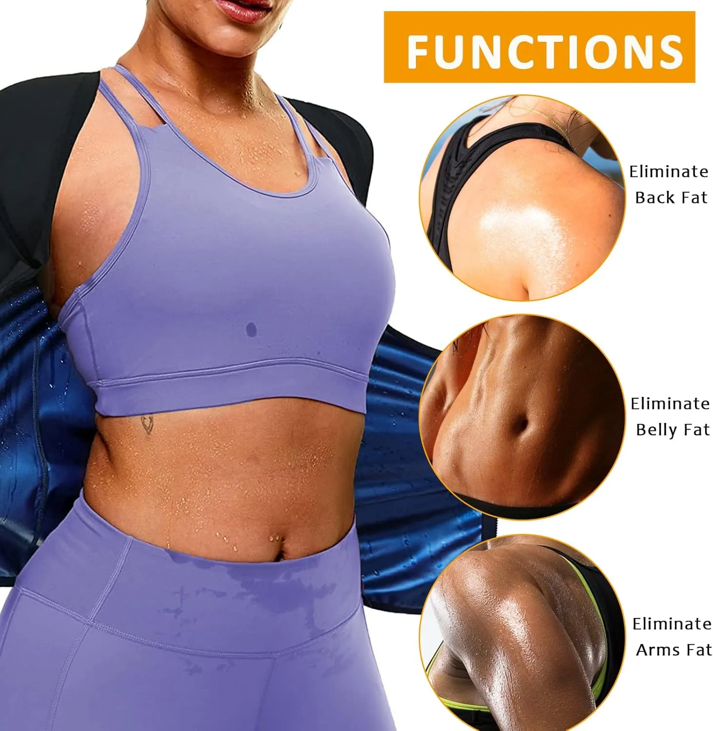 Sauna Suit Shirt for Women Weight Loss Sweat Waist Trainer Vest Workout Compression Tank Top Body Shaper