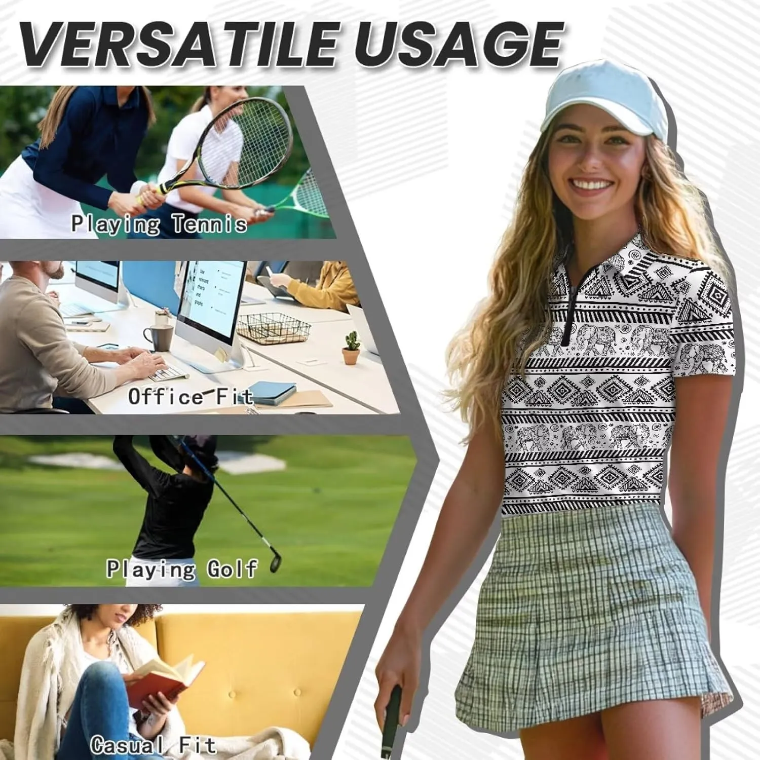 Short Sleeve Golf Shirts for Women Lightweight Moisture Wicking Tennis Shirts Women's Athletic Pullover Tops XS-2XL