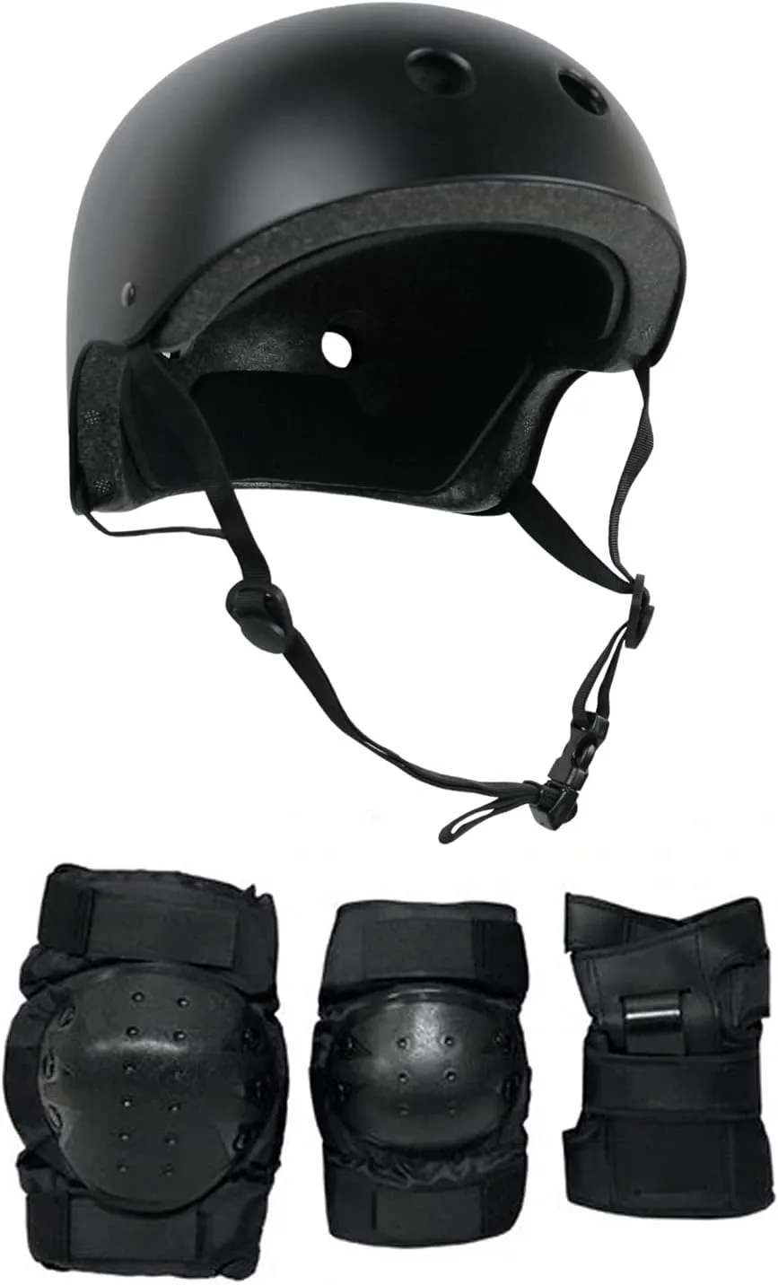 Skateboard Helmet and Pads Combo Includes Helmet, Knee Pads, Elbow Pads, Wrist Guards - Choose Size and Color