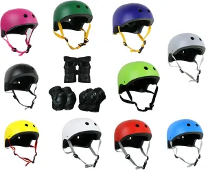 Skateboard Helmet and Pads Combo Includes Helmet, Knee Pads, Elbow Pads, Wrist Guards - Choose Size and Color