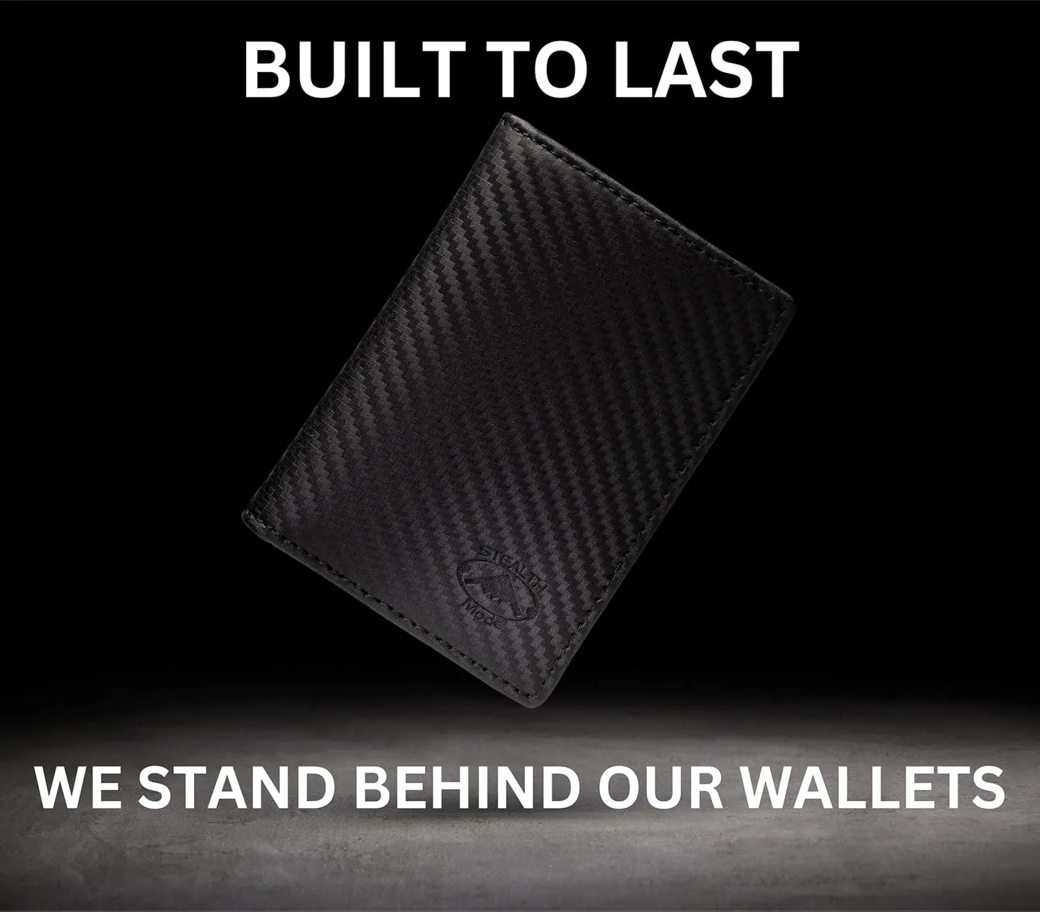 Stealth Mode Men's Slim Front Pocket Wallet - RFID Blocking, Thin Minimalist Design, Genuine Leather - ID Badge Window and 5 Sleeves for Money, Credit Cards, Driver License (Carbon Fiber Leather)