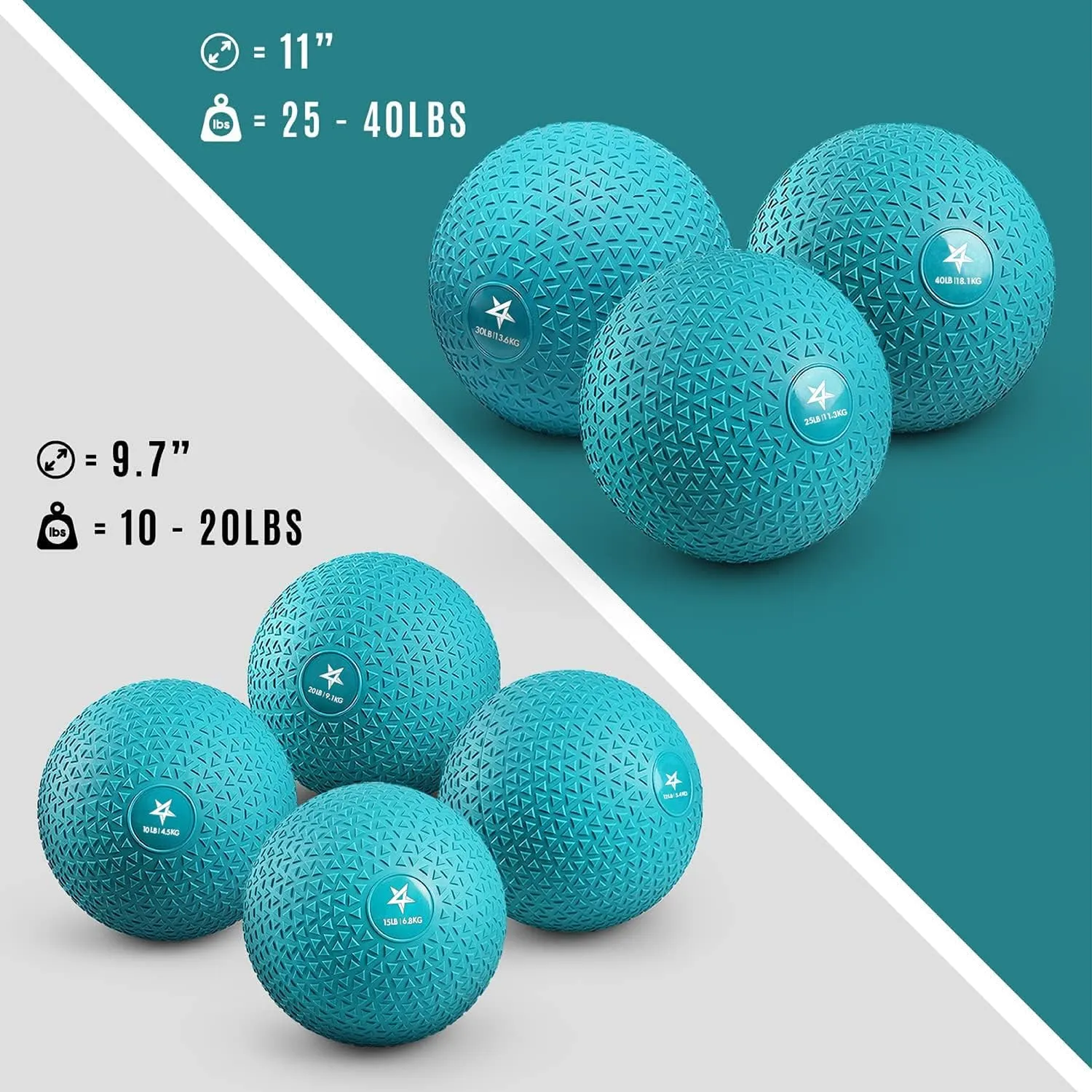 Yes4All Fitness Slam Ball Triangle for Exercise, Strength, Dynamic Workout, Multiple Weight Options Weighted Ball