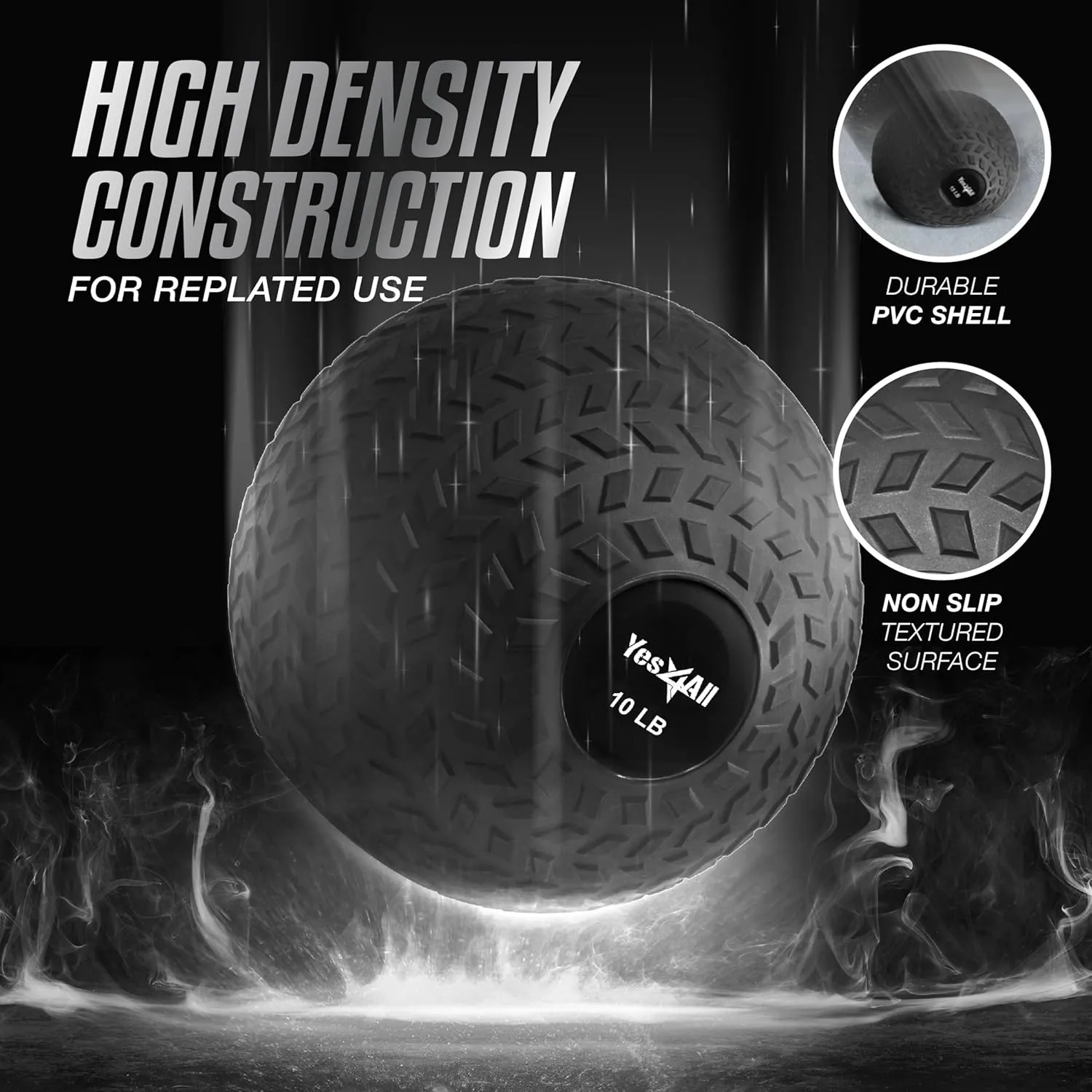 Yes4All Slam Balls, 10-40lb Medicine Ball Weight, Durable PVC Sand Filled Workout Dynamic Medicine Ball for Core Strengthen